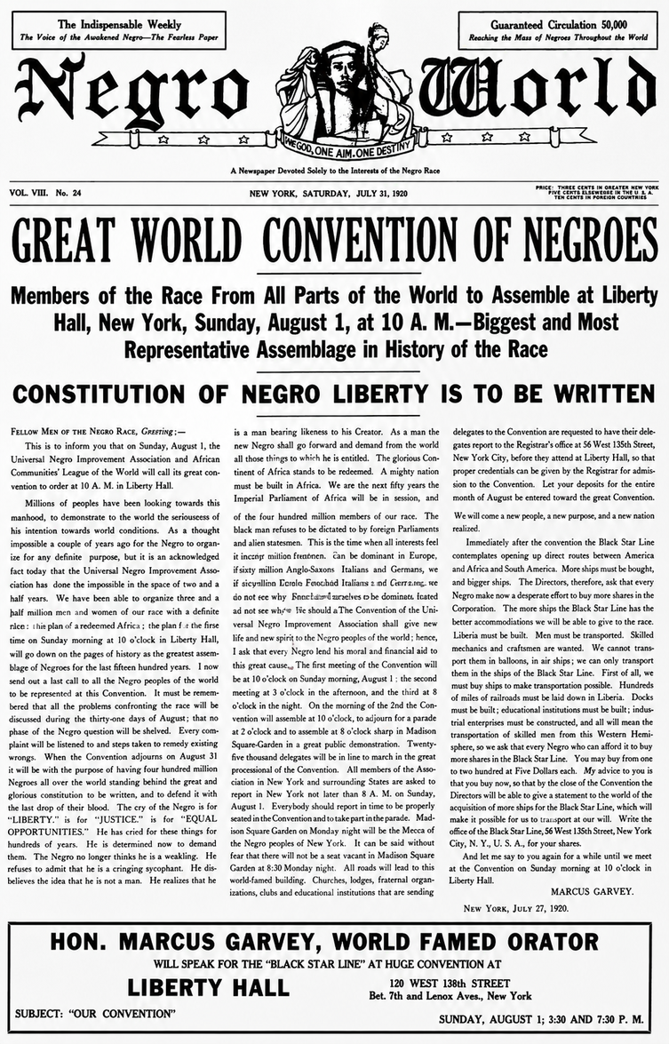 Marcus Garvey, l’homme qui voulut organiser le monde noir