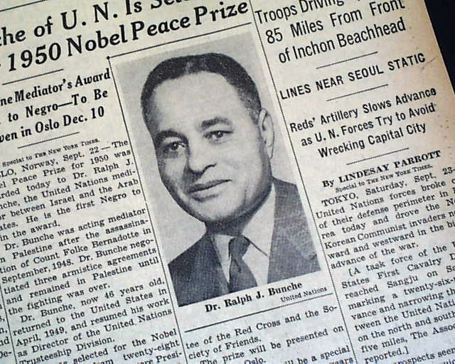 Ralph Bunche, premier afro-descendant Prix Nobel de la paix