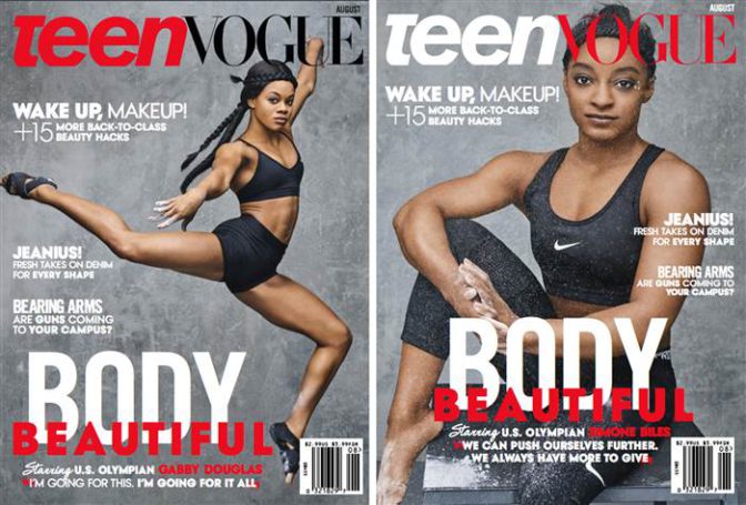 Gabrielle Douglas et Simone Biles en couverture de Teen Vogue