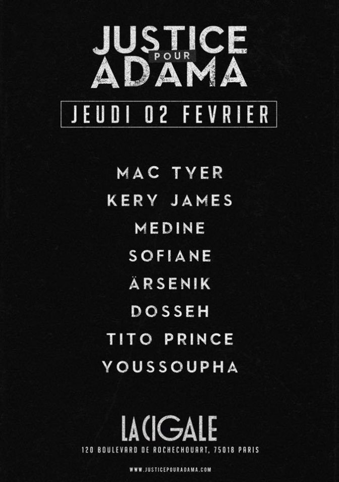 Justice pour Adama: les artistes mobilisés pour un concert caritatif