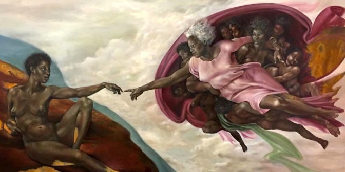 Harmonia Rosales détourne une célèbre peinture de la Renaissance en peignant Dieu sous les traits d’une femme noire