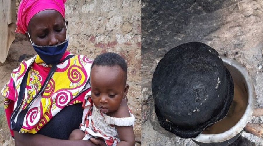 Sans ressources, une maman cuisine des pierres pour ses enfants